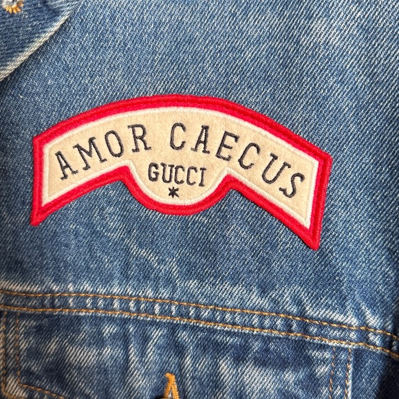 Gucci Blue Denim Jacket with Red Patch - Picture 2 of 9